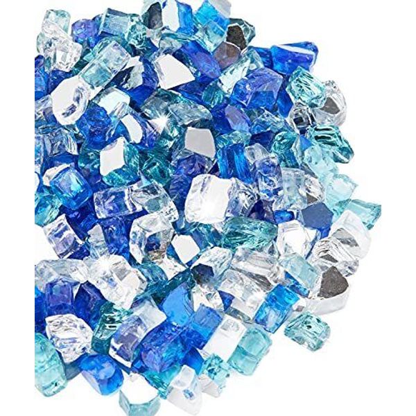 20 Pound Fire Glass For Fire Pit 1/2 Inch Tempered Mixed Fire Glass In Bahama Bl