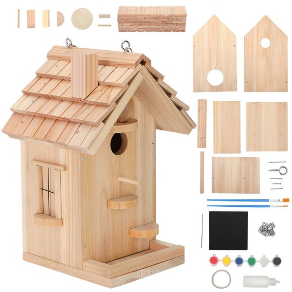 DIY Bird House Kits for Adults & Kids, Build Your Own Birdhouse Kit with Premium Cedar Logs, Birdhouse Kits for Adults to Build and Paint