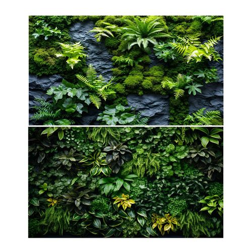 2 Packs Rock Wall Reptile Tank Background Lush Green Tropical Leaves Aquarium Background Nature's Embrace Tropical Green Plants Fish Tank Backgrounds Moss Wall Reptile Enclosure Backgrounds 48x18in