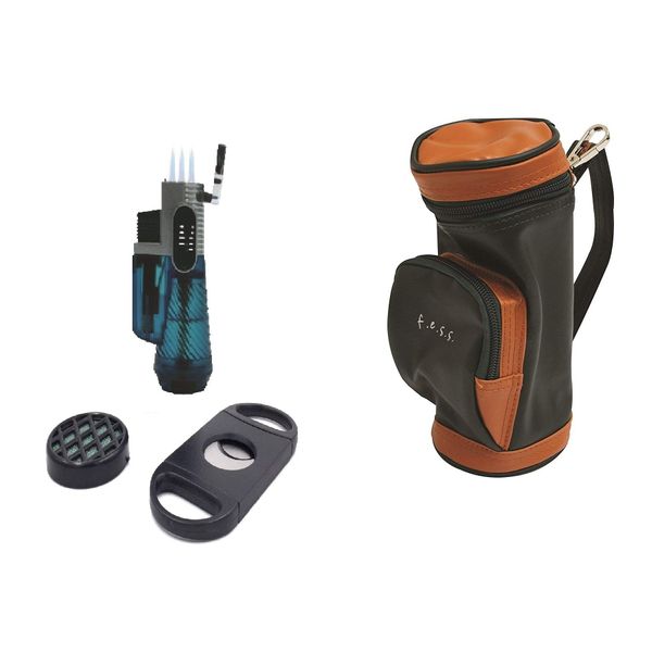 F.e.s.s. FESS Golf Gift Set Mini Golf Bag Humidor with Humidifier and Cutter