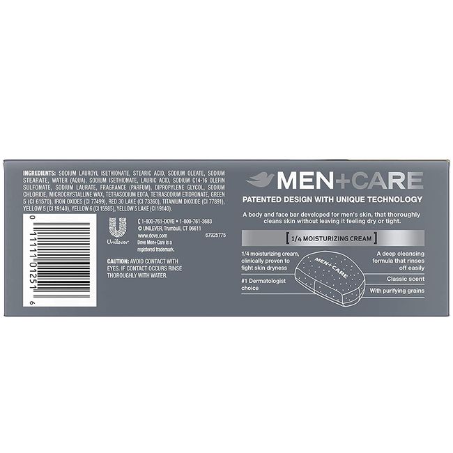 Dove Men+Care Body and Face Bar, Deep Clean - 4 oz, 6 count