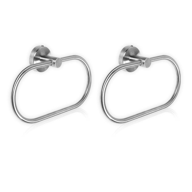 GUPAY 2 Pcs Stainless Steel 304 Towel Ring Wall Mounted Bathroom Towel Holder Round Towel Hanger