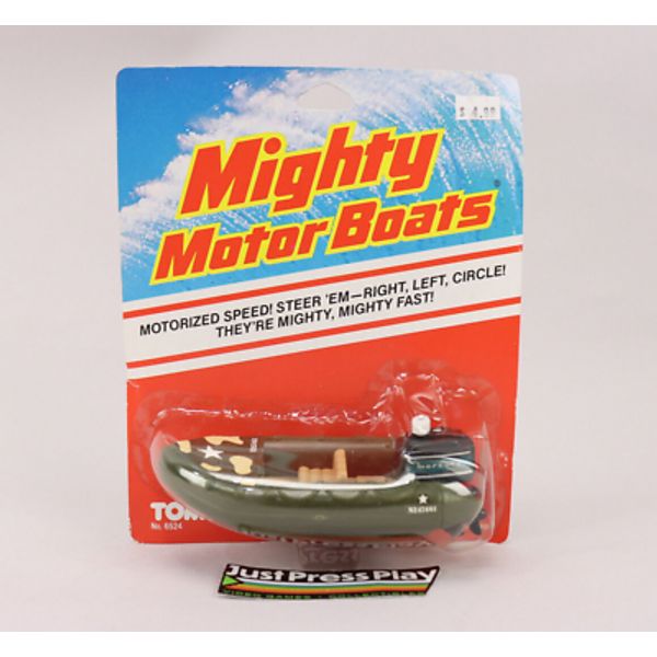 Vintage 1985 TOMY Mighty Motor Boats Motorized Military Rescue 6524 MOC