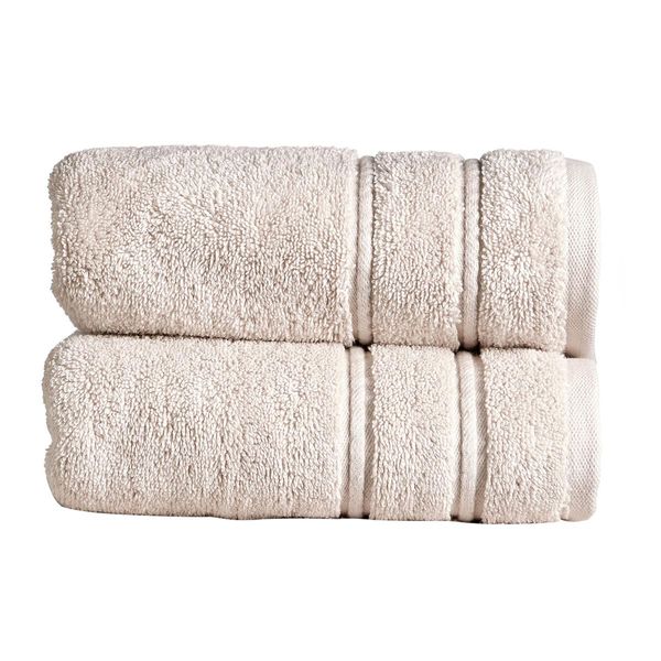 Christy Antalya Hand Towels | Set of 2 | 100% Turkish Cotton | 600GSM | Soft Plush Luxury Towel Set | 50cm x 90cm | Quick Dry | Pumice Beige