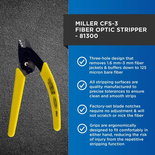Miller CFS-3 Series Three-Hole Wire Stripper Tool for Working Technicians, Electricians, and Installers, Safe Cable-Splicing Tool, Easily Portable Wire Stripper, 4.2 Ounces
