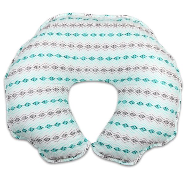 Cover for The Peanut Shell Extra-Large Nursing Pillow - Grey and Green Geometric