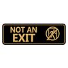 Standard NOT an EXIT (Stick Man) Sign (Black/Gold) - Small