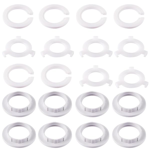 20 Pcs Bright White Adapter Ring Reducer Kit For Lampshade Fittings