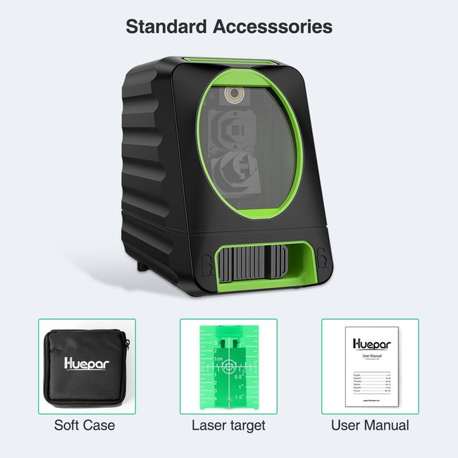 Self-leveling Laser Level - Huepar Box-1G 150ft/45m Outdoor Green Cross  Line