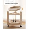 Mobile Round End Table with Wheels 2-Tier Side Cabinet Storage Rack shelf Orange