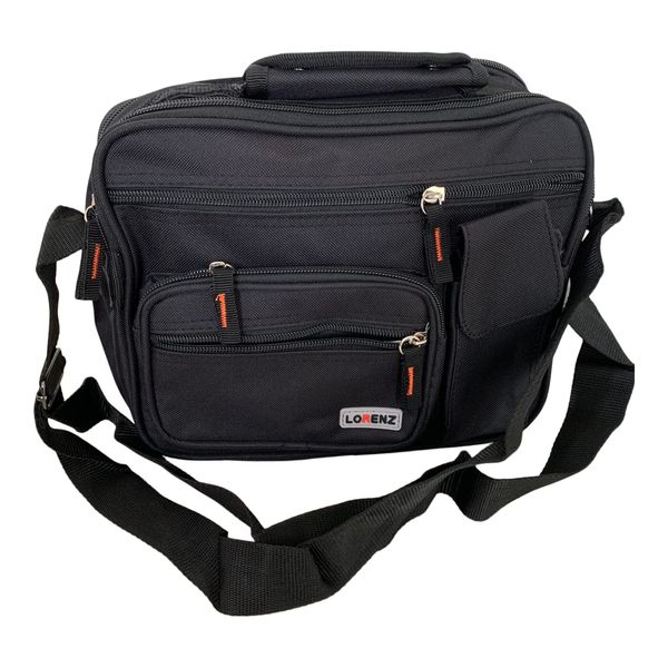 Lorenz Men's 2 Compartment Travel Gadget Multi function Bag 21 x 25 x 9 cms - Black