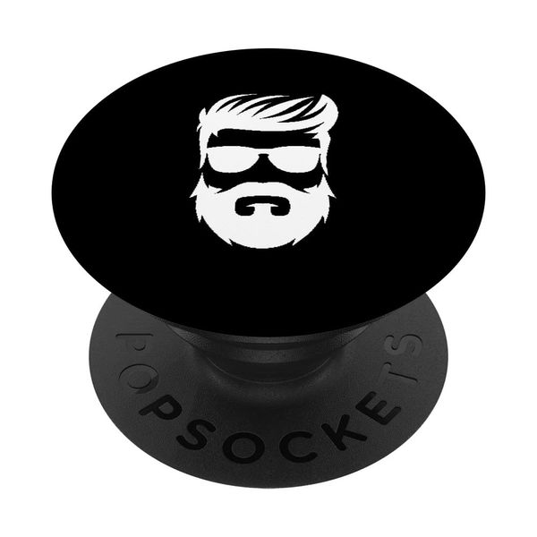 Bearded Man Graphic Hipster Beardy Full Beard Mustache PopSockets Swappable PopGrip