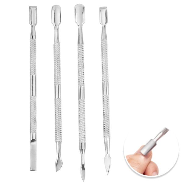 4 Pcs Cuticle Pusher Tool Kit, Double Ended Cuticle Scraper, Dual Cuticle Pusher Tool, Nail Cleaner Cuticle Remover Tool, Stainless Steel Double Ended Professional Manicure Tools