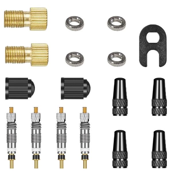 Universal Presta Valve Core Replacement Set Presta Valve Core Wrench Tool Kit Aluminum Alloy French Style Valve Core Tool Kit Valve Inserts Bicycle Valve Insert Bicycle Nozzle Valves Tire Valve Caps