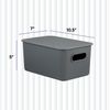 Superio 5L Small Grey Ribbed Storage Bin with Lid, Plastic (2 Pack)