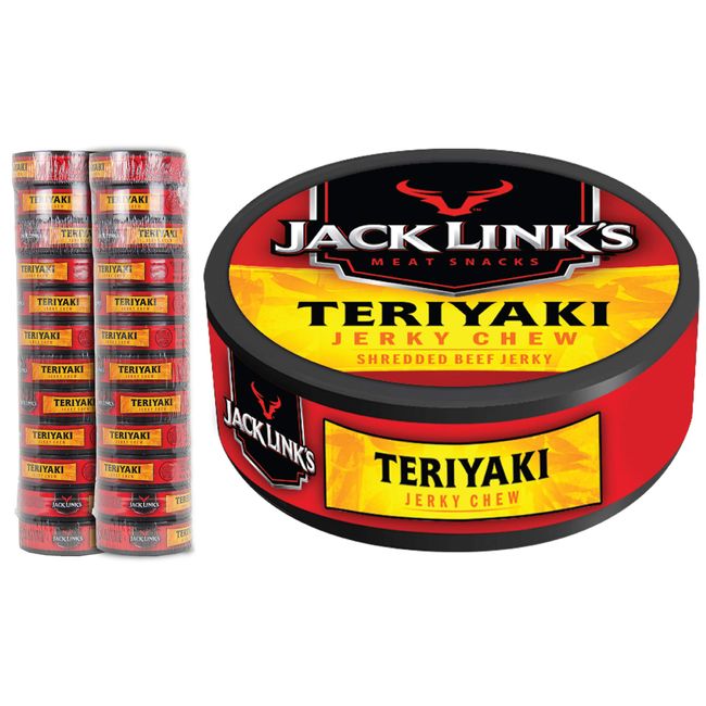 Jack Links Jerky Chew, 0.32 oz., Pack of 24 – Shredded Beef Jerky, Made with 100% Beef, Teriyaki, 7.68 Oz