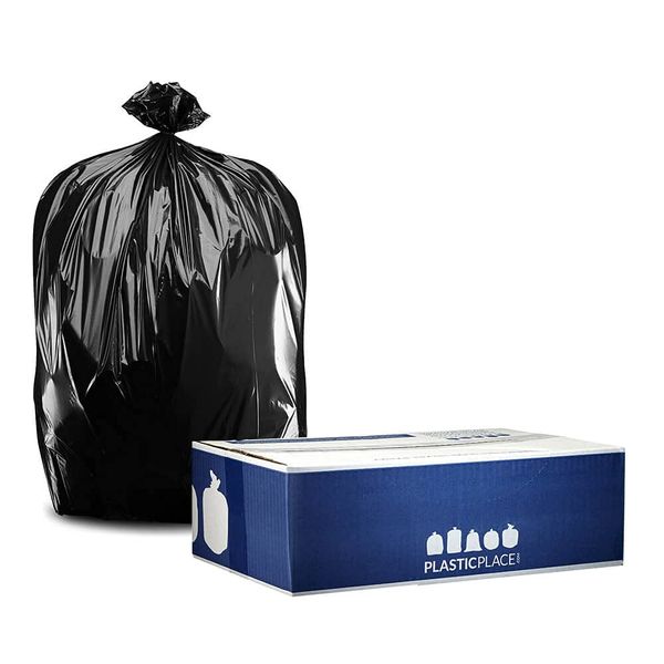 Plasticplace 55-60 gallon Trash Bags │ 1.5 Mil │ Black Heavy Duty Garbage Can Liners │ 38” x 58” (50 Count)