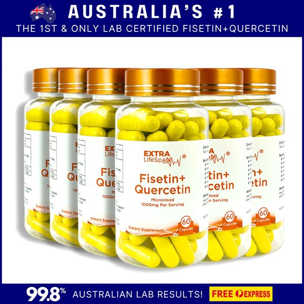 Fisetin Quercetin 99.8% Australian lab  500mg 6 x 60s Extra Lifespan Supplements