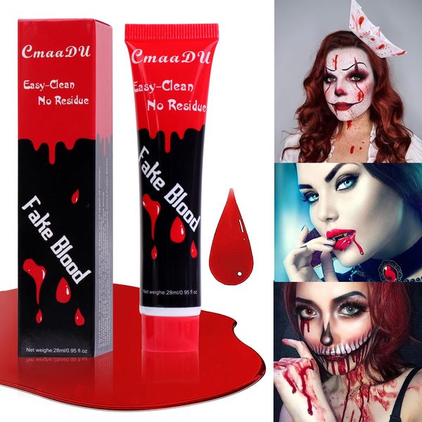 Fake Blood Body Face Makeup Paint, Theatre Make Up Tattoo Colour, Halloween Makeup Art Paint, Body Colour, Face Paint, Easy Clean