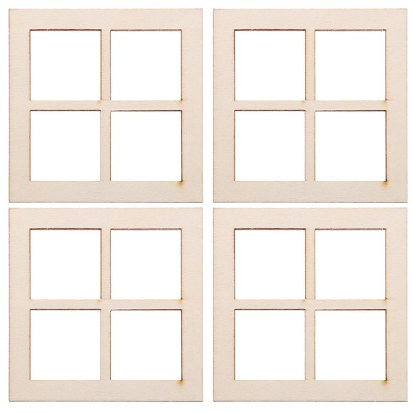 BESTonZON Dollhouse Wooden Windows: 16pcs 1: 12 Miniature Window Frame Tiny 4-pane Dollhouse Bedroom Window Models Props for Dollhouse Furniture Accessories