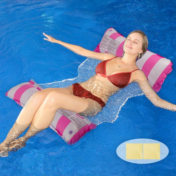 Formemory Float, 1 Seater, Float, For Adults, Float, 27.6 x 51.2 inches (70 x 130 cm), Water Hammock + 2 Vinyl Repair Tapes, For Adults, Float, Water Hammock, Strong Buoyancy, Folding, Heat Protection, Pool, Summer Play, Swimming Pool, Single Seater, Swim