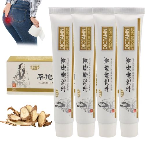 Pack of 4 Hemorrhoid Ointment, Hemorrhoid Cream with Natural Plant Ingredients, Chinese Herbal Hemorrhoid Cream Relieves Itching