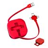 Gartmost Single Pull Three in One Charging Cable Cord. 3 in 1 Charging Cable Retractable. Data Transmission. Compatible with Phone, Android, Tablet (Red)