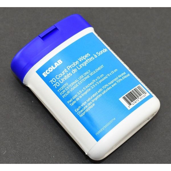 Ecolab Probe Wipes - 70 COUNT - Model PW70 - Thermometer Temperature Sensor