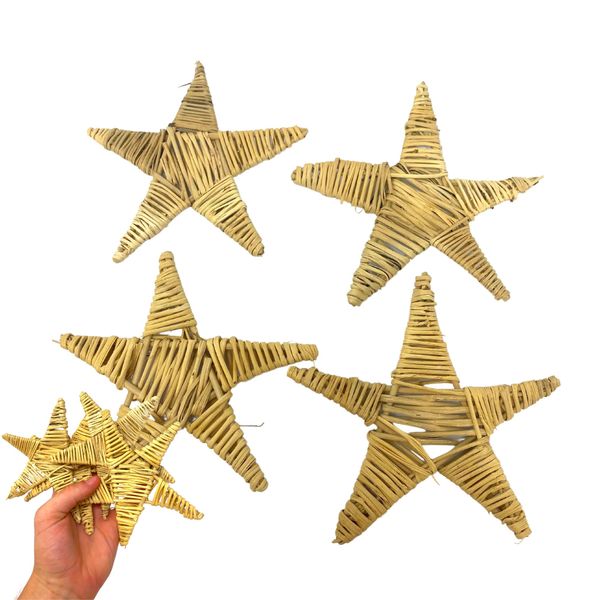 Bonka Bird Toys 3323 Pk4 Natural Huge Vine Stars 6" High by 6" Wide, Parrot Bird Toys, Conure, Amazon, African Grey, and Similar Sized Birds