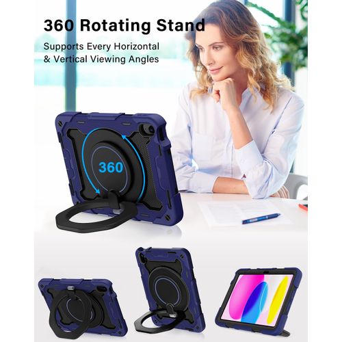 ROISKIN Case for iPad A16 11th Generation 11 Inch 2025, iPad 10th Generation Case 10.9" for Kids with Screen Protector,360 Kickstand & Handle,Shoulder Strap,Heavy Duty Military Grade Drop Protection
