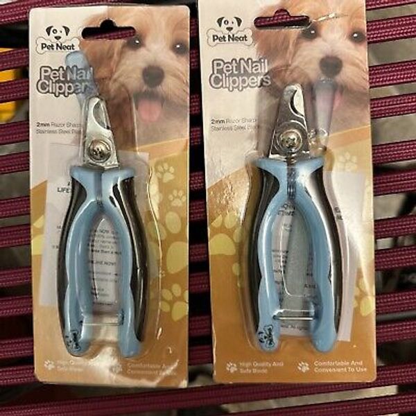 2 Pet Neat Nail Clippers Dog Cat Trimmer Cutter Safety Guard & Nail File 2mm.