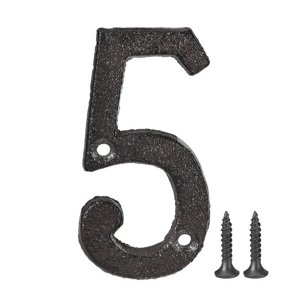 uxcell House Number Address Sign 78mm Cast Iron Number 5 for Home Hotel Mailbox Address Sign