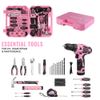 WORKPRO 108PCS Pink Tool Set Power Drill Kits 1.5A Cordless Drills Keyless Chuck