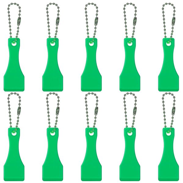 10 Pcs Lotto Scratcher Tool Plastic Scraper Tool Keychain Scraper for Lottery Ticket Lotto Scratcher Keyring Scoop Shape Lotto Scratcher Keyring Scraper for Label Sticker Remover Tool Green