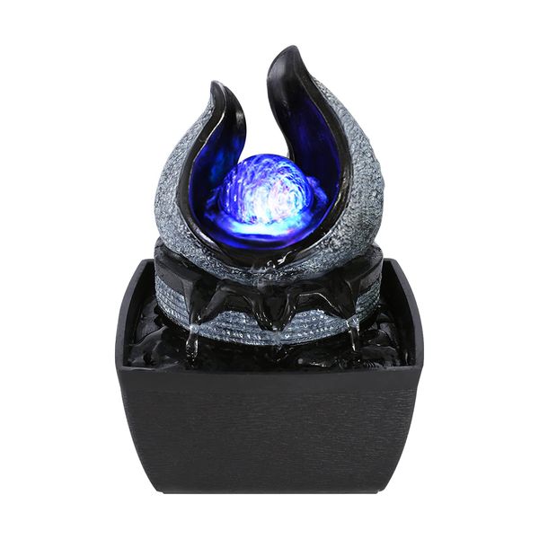 Dyna-Living Indoor Water Fountain with Rolling Ball LED Light Feng Shui Tabletop Fountain Sound Relaxation Fountain Home Office Decoration,3 Pin UK Plug Included