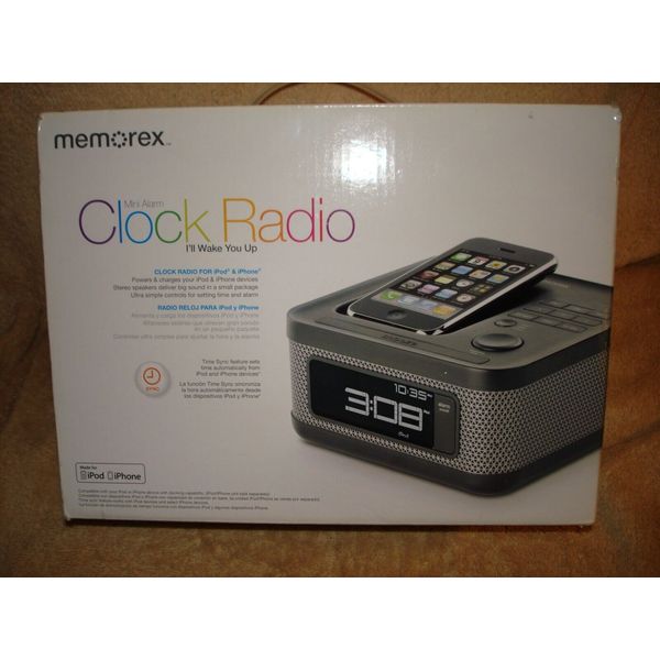 MEMOREX MINI ALARM CLOCK RADIO FOR IPOD & IPHONE NEW