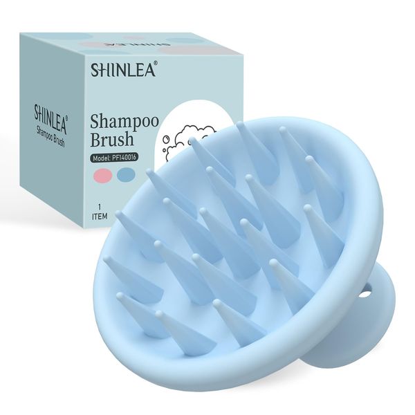 SHINLEA Hair Scalp Massager, Silicone Shampoo Brush Hair Scrub Brush for Hair Growth and Head Massage, Soft Scalp Brush for Wet & Dry Hair,Head Scrubber Scalp Exfoliator Anti Dandruff Brush(BLUE)