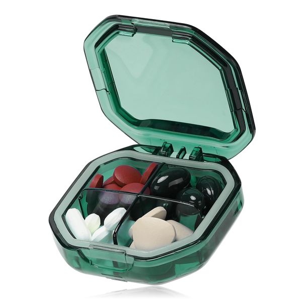 Pill Case, Waterproof, Moisture-Proof, Portable, Compact, Medicine Case, Small (Green)