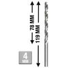 kwb HSS Metal Drill Bit Ø 4mm, Extra Long, Right-Cutting, Pointed Edge, Drill Machine Accessory