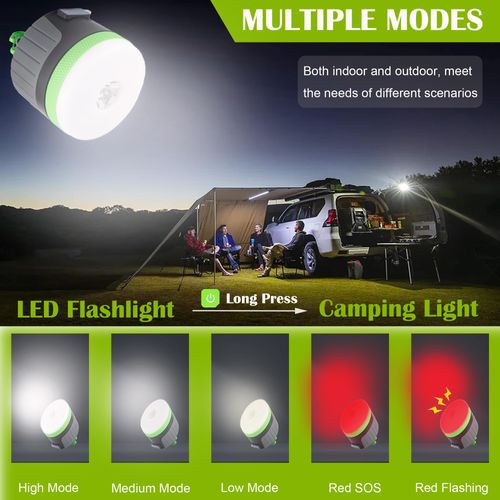 LIT-PaTH LED Camping Lantern, Rechargeable Light with Magnet Base, 4400 mAh, Survival Kit for Emergency, Hurricane, Outage, Large Green, 1 Pack