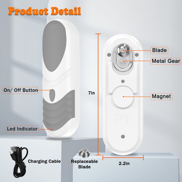 Auto Electric Can Opener, Rechargeable with Removable Tilted Blade, Smooth Edge