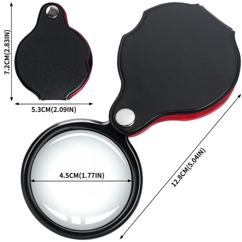 20X Pocket Magnifier - Black Mini Portable Handheld Folding Eye Loupe Magnifying Glass Lens with Rotating Protective Holster for Reading Inspection OS18