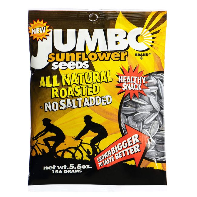 JUMBO SUNFLOWER SEEDS, Mega No Salt, 5.5-Ounce (Pack of 12)