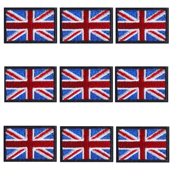 AXEN 9PCS Union Jack Flag Embroidered Iron on/Sew on Patches DIY Accessories, Small Flag Paches for Clothing, Jeans, Backpack, Hat and More