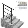 Matte Black Adjustable 1-3 Steps Stair Handrail, Outdoor Stair Railing