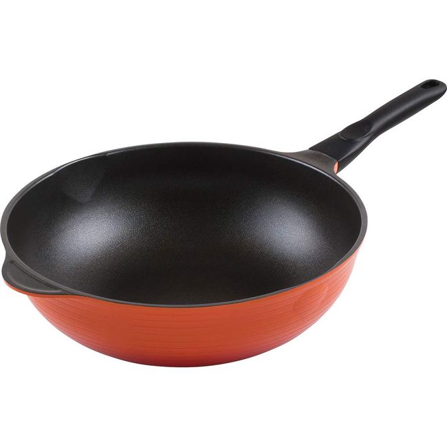 Wahei Freiz RA-9691 Frying Pan, Vegetable Stir-fried, Chinese Food, Calvic, 12.6 inches (32 cm), Big Size, For Gas Fire, Titanium Barrier Coat