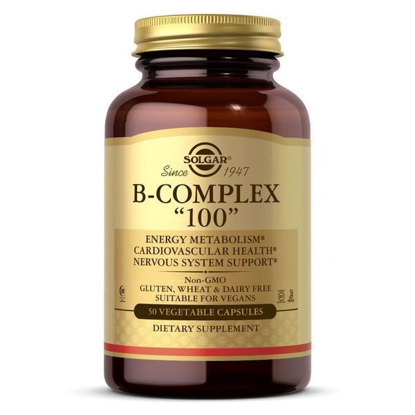 Solgar B-Complex "100" 50 Vegetable Capsules, Energy Metabolism