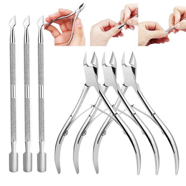 6PCS Cuticle Trimmer with Cuticle Pusher,Cuticle Kit Cuticle Nippers Manicure Set Pedicure Tools Nail Tools Professional Cuticle Cutters for Nails Professional Manicure and Pedicure Set Nail Care Kit