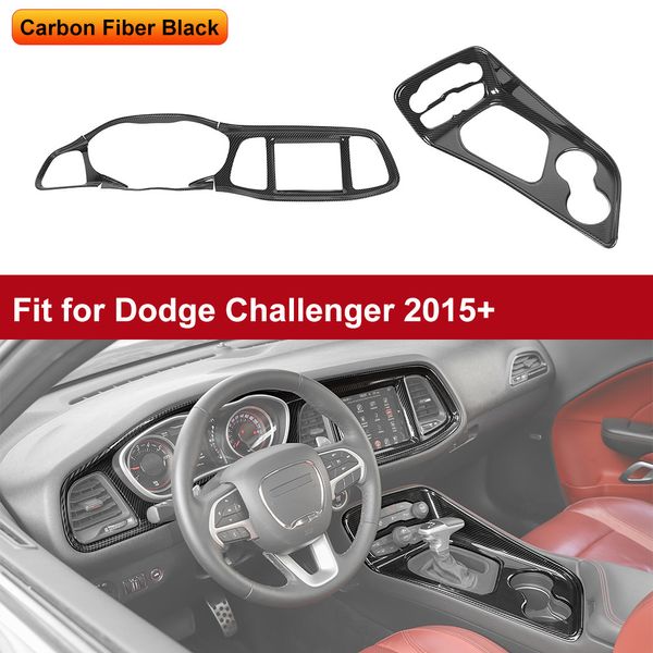 Carbon Dash Panel + Gear Shift Selector Cover Kit for 15+ Challenger Accessories