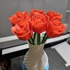 3D Printed White Vase with 8 Red Roses